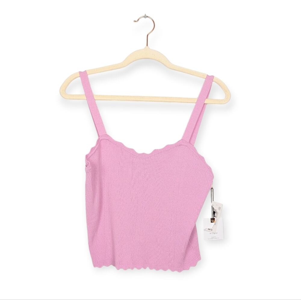 NWT Originality by LaLa Land Creative Co. Pink Knit Scalloped Tank Top Size XL